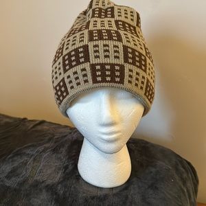 Fashion Thermo Wear Brown & Cream Pattern Knit Fleece Hat